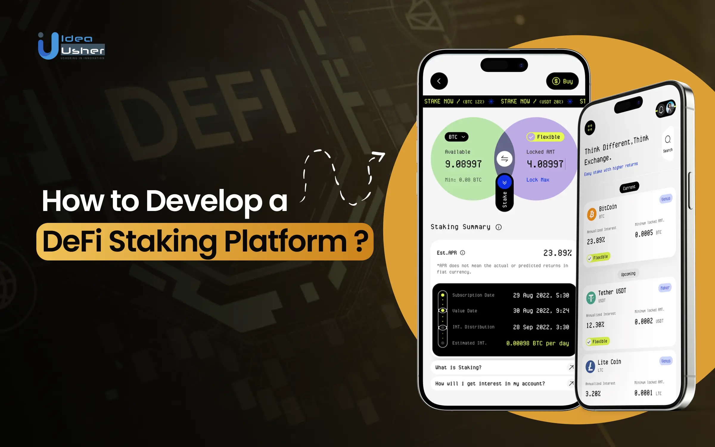DeFi staking smart contract user interface
