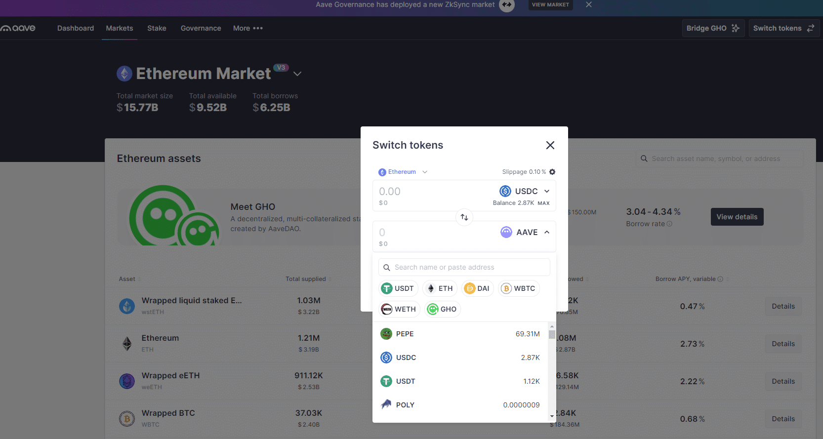 Aave staking dashboard 2025