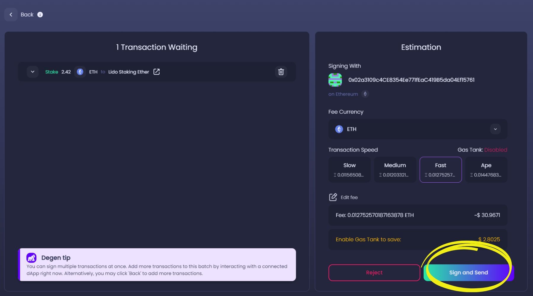 Lido Finance liquid staking interface