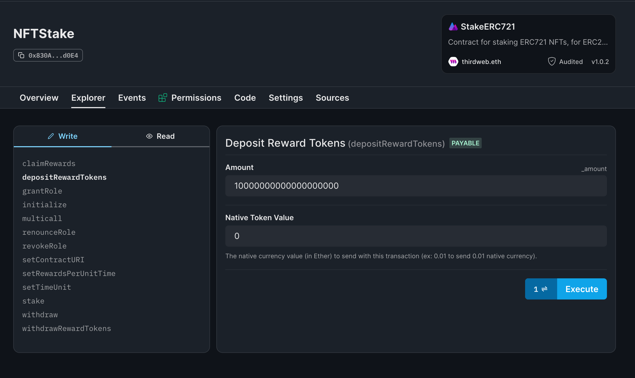 One-Out NFT staking platform interface